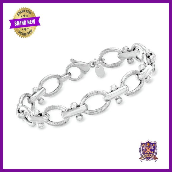 Sterling Silver Italian Link Bracelet 7.25 Inch Lobster Clasp